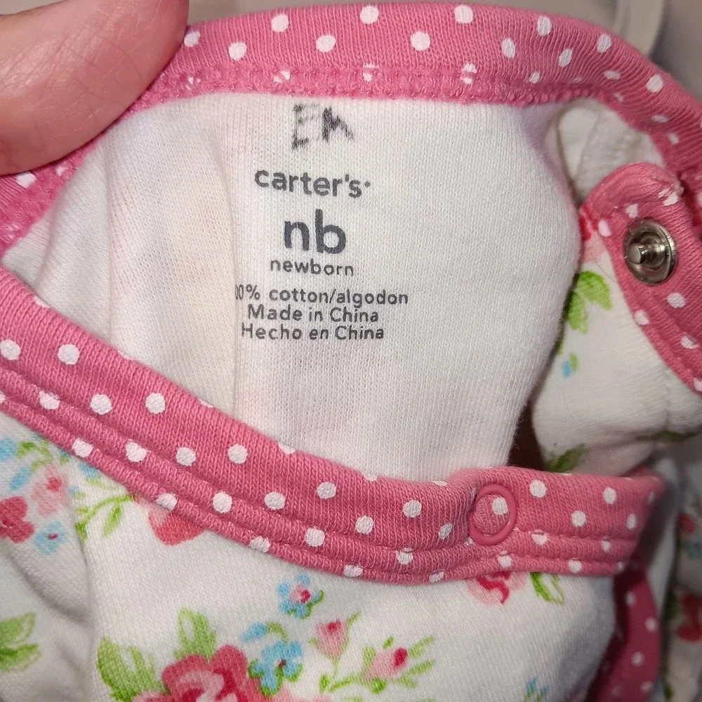 Vintage Y2K Baby Romper‎ Lot Newborn Pink Floral Bunny Polka Dot Carters